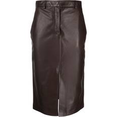 Leather - Midi Skirts Lanvin knee-length leather midi skirt women Lamb Skin/Viscose Brown