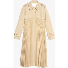 Oversize Coats Sandro Womens Beige Belted Satin-crepe Coat