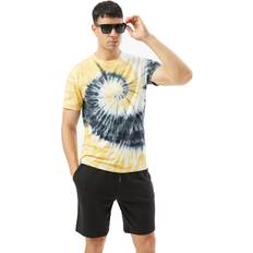 JZA Men's Tie Dye T Shirts Yellow Tie Dye Shirts Men,Short Sleeve Mens Tie Dye Shirts,Round-Neck Hip Hop Men Tshirts