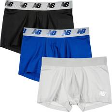 New Balance Men Men's Underwear New Balance Men's 3" Performance No Fly Short Boxer Brief Trunks Underpants with Built in Pouch Support 3 Pack Black/Team Royal/Concrete