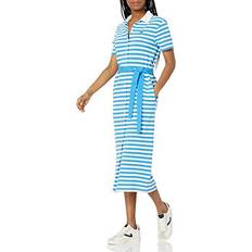 Dresses Lacoste Lacoste Women's Short Sleeve Striped Polo Maxi Dress, Ibiza/Flour