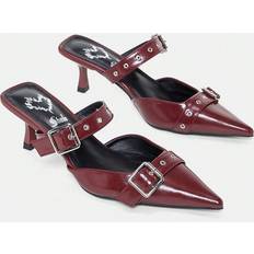 Red Heels & Pumps Shein Buckle Decor Burgundy High Heel Pumps