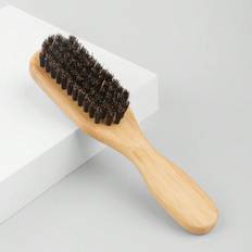 1pc Natural Bamboo Color Beard Brush For Barber Shop, Hair Styling, Beard Grooming, Face Cleaning, Shoe Cleaning And Etc