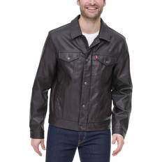 Levi's Leather Outerwear Levi's Levi's Men's Faux Leather Classic Trucker Jacket, New Dark Brown