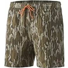 Natural Swimwear Huk mens Volley 5.5" Short Elastic Waist Quick-Dry Swim Shorts, Mossy Oak Bottomland