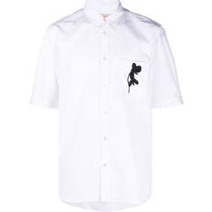 Shirts Alexander McQueen Orchid-embroidered cotton shirt men Cotton/Viscose/Polyester 15 White