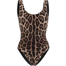 Dolce & Gabbana Brown Swimwear Dolce & Gabbana leopard-print open-back swimsuit women Polyamide/Elastane/Polyamide/Elastane Brown