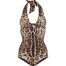 Dolce & Gabbana Brown Swimwear Dolce & Gabbana leopard-print halterneck swimsuit women Polyamide/Polyamide/Elastane/Elastane Brown