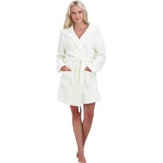 Forever 21 Women Sleepwear Forever 21 Forever 21 Sherpa Fleece Robe For Women-Sleepwear Knee-Length Winter Bathrobe With Pockets And Belt-Nightgown Hooded Kimono, Beige