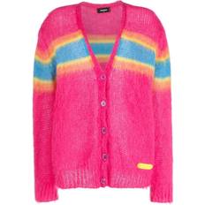 DSquared2 Women Cardigans DSquared2 stripe-detail brushed cardigan women Wool/Mohair/Polyamide Pink