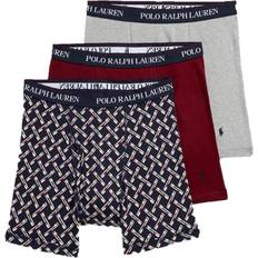 Polo Men's Underwear Polo Ralph Lauren POLO RALPH LAUREN Classic Fit w/Wicking 3-Pack Boxer Briefs, Cruise Navy Oars Print/Classic Wine/Andover Heather