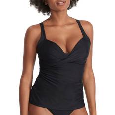 Solid Colours Tankinis Pour Moi Space Twist Front Non-Wired Tankini Black, Black, 32Dd, Women Black