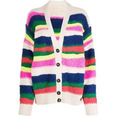 DSquared2 Women Cardigans DSquared2 striped brushed cardigan women Acrylic/Alpaca Wool/Virgin Wool/Polyamide/Cotton/Viscose/Leather/Wool Neutrals