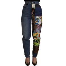 XXS Jeans Dolce & Gabbana Blue Jacquard Majolica High Waist Women's Jeans