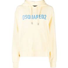 DSquared2 Women Jumpers DSquared2 logo-print drawstring cotton hoodie women Cotton Yellow