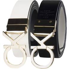 Calvin Klein Brown Accessories Calvin Klein Two-in-One Reversible CK Monogram Buckle - White/Black Plaque