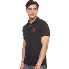 Stripes Polo Shirts U.S. Polo Assn. Men's Slim Fit Solid with Contrast Striped - Black