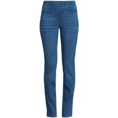 Lands' End Women Jeans Lands' End Women's Petite Starfish Mid Rise Pull On Knit Denim Straight Jeans sea blue sea blue