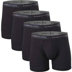 Bambu Mens Underwear Boxer Briefs Soft Comfortable 4 Pack - Black