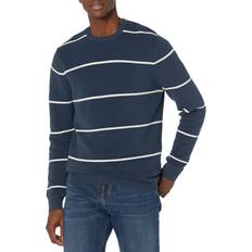 Tops Goodthreads Goodthreads Men's Soft Cotton Ottoman Stitch Crewneck Sweater, Navy/Grey Heather, Stripe