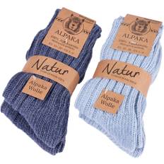 Yoga Socks Brubaker BRUBAKER Thick Alpaca Winter Socks for Men or Women 100% Alpaca Pairs Blue Dark Blue 43-46 9-11.5