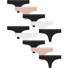 Lucky Brand Women Panties Lucky Brand Lucky Brand Women's Underwear Pack Microfiber Thong Panties S-XL Medium, Natural/Gardenia/Black/Black/Black