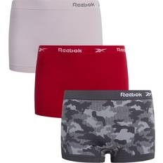 Reebok Panties Reebok Reebok Women's Underwear Plus High Waisted Seamless Boyshort Panties 3 Pack 1X, Black Jacquard/Red/Grey