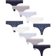 Lucky Brand Women Underwear Lucky Brand Lucky Brand Women's Underwear Pack Microfiber Thong Panties S-XL X-Large, Blue Iris/Gardenia/Silver Sconce/Blue/Multi