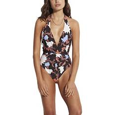 Seafolly Seafolly Women's Standard Deep Plunge Twist Front One Piece Swimsuit, Boheme Black