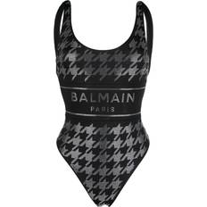 Swimsuits Balmain rhinestone-embellished logo swimsuit women Polyamide/Spandex/Elastane/Polyamide/Spandex/Elastane Black