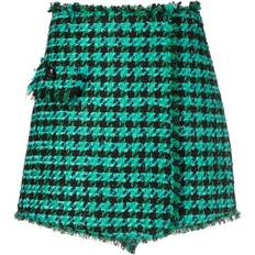 Acrylic Shorts MSGM tweed houndstooth-pattern shorts women Polyester/Cotton/Viscose/Wool/Acrylic Fiber Green