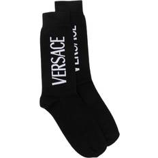 Versace Socks Versace logo-intarsia socks men Polyamide/Cotton/Spandex/Elastane Black