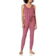 Solid Colors - Unisex Jumpsuits & Overalls Lucky Brand Lucky Brand Women's Sleeveless Button Neck Cloud Jersey Jumpsuit, Crushed Berry