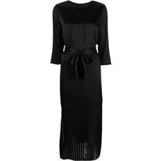 Armani Exchange Midi Dresses Armani Exchange logo-embroidered satin midi dress women Viscose/Polyester/Polyester Black