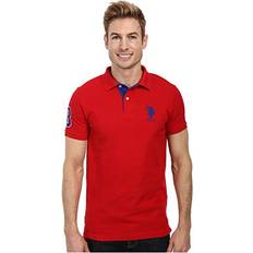 Stripes Polo Shirts U.S. Polo Assn. Men's Slim Fit Pique - Engine Red