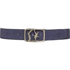 Ferragamo SALVATORE FERRAGAMO Mens Blue Suede Leather Belt