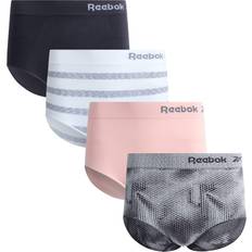 Reebok Panties Reebok Reebok Women Underwear Seamless High Waist Brief Panties 4 Pack Medium, Sharkskin/White Stripe/Lotus/Black