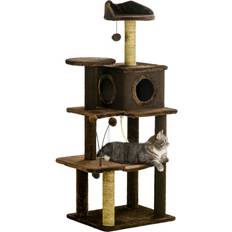 Pawhut 136cm Cat Tree for Cats, Modern Cat Tower Scratching Platforms, Ball