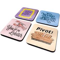 Cork Serving Friends Quotes Multicolored Coaster 4pcs