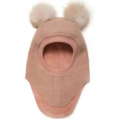 Balaclava With Alpaca Pompoms - Rose Melange