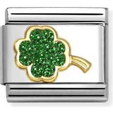 Gold Charms & Pendants Nomination Green Four-Leaf Clover Charm