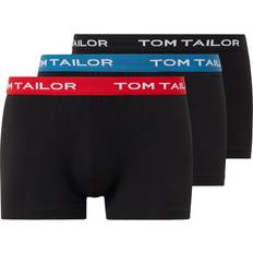 Jersey Unterhosen Tom Tailor Boxershorts, Marken-Schriftzug, 3er-Pack, für Herren, schwarz