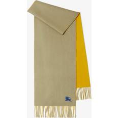 Beige Scarfs Burberry Womens Hunter Pear Knight Fringed-edge Cashmere Scarf