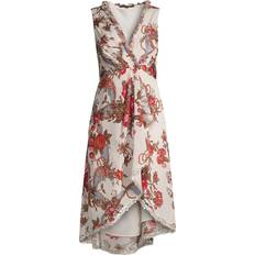 Knitted Dresses - White Kobi Halperin Carine Draped Floral-Print Midi Dress IVORY MULTI