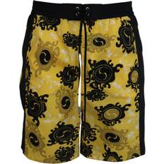 DSquared2 Badkläder DSquared2 Yellow Black Printed Men Beachwear Shorts Swimwear IT48