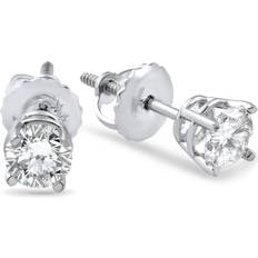 1/2ct Diamond Studs Screw Back 14K White Gold