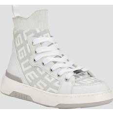 Guess Women's Mannen Knit Lace Up Hi Top Fashion Sneakers White Logo