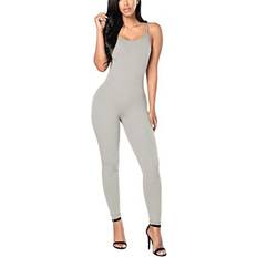 Slim Jumpsuits & Overalls Amilia Women's Spaghetti Strap Bodycon Jumpsuits - Grey