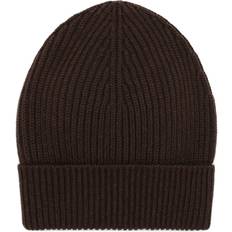 Dolce & Gabbana Brown Headgear Dolce & Gabbana ribbed-knit turn-up beanie women Wool/Cashmere One Brown