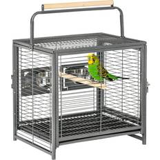 Pawhut 19" Travel Bird Cage Carrier Perch